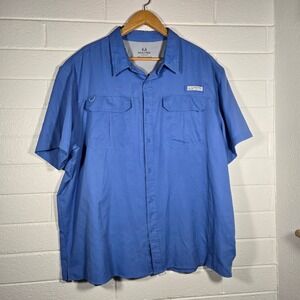Realtree Fishing Blue Yonder Short Sleeve Button Up Shirt 3XL Camping Outdoors